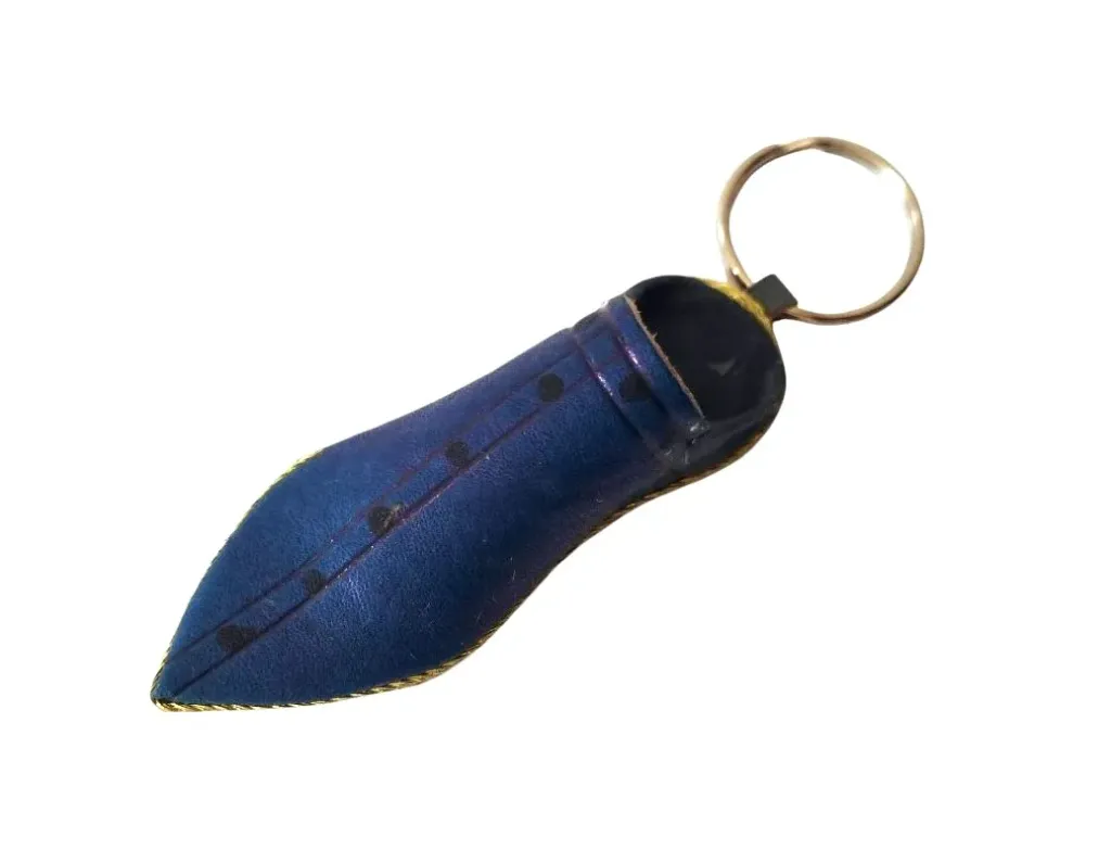 Babouche porte-clés bleue