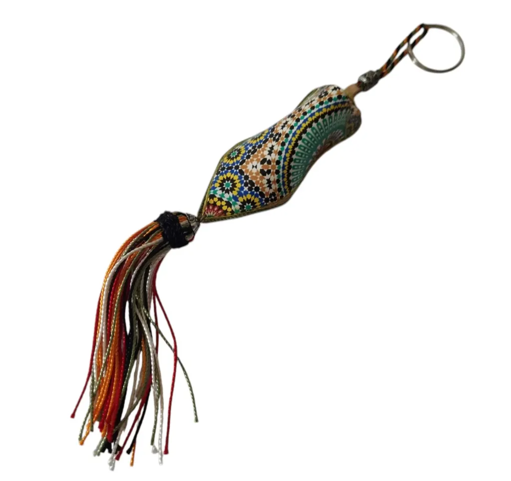 Babouche porte-clés zellige avec froufrou