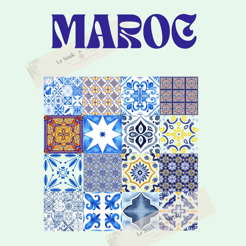 Affiche Maroc mosaïque bleue
