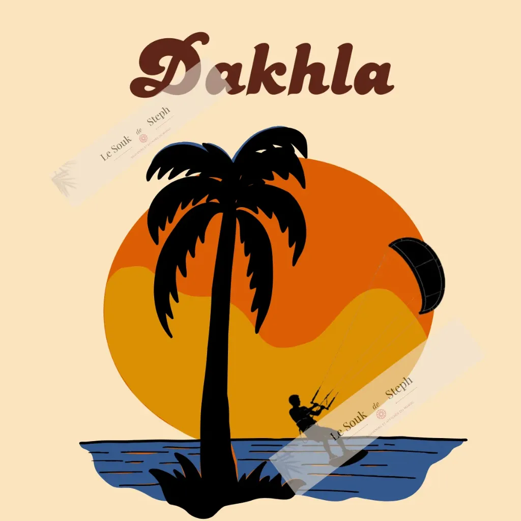 Affiche kite coucher de soleil