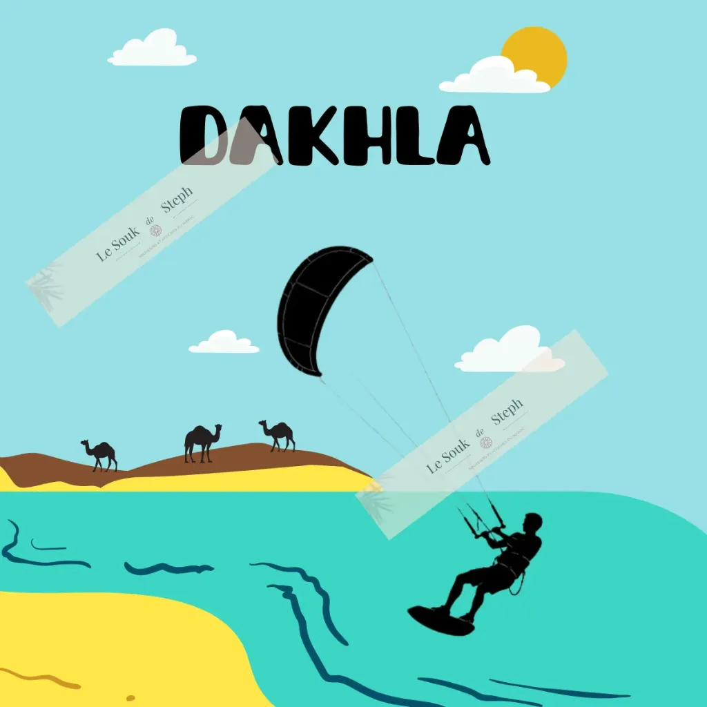 Affiche Dakhla kitesurf bleu